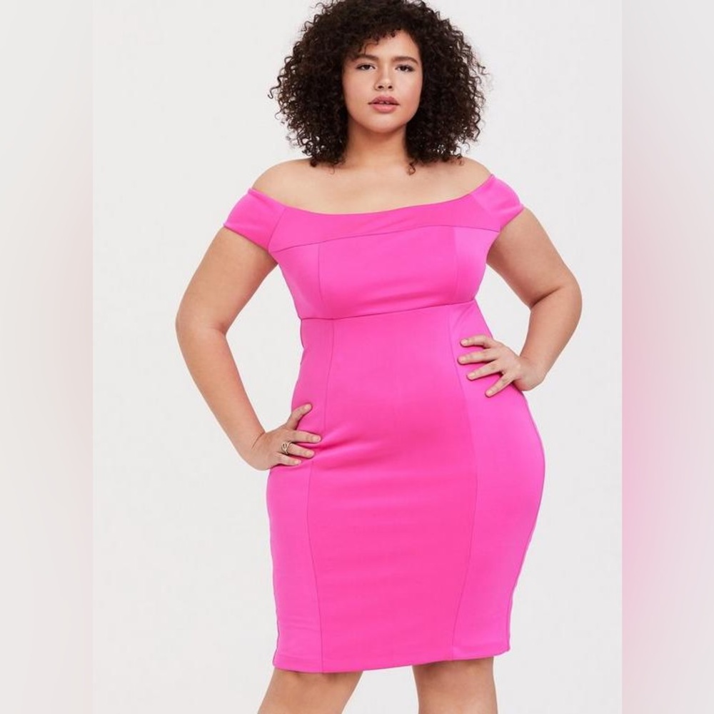 Torrid Pink OTS Scuba Bodycon Dress